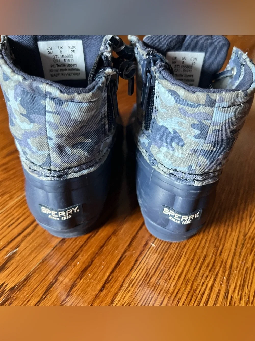 Sperry Toddler Dark Navy Blue Camo Duck Boots Unisex
